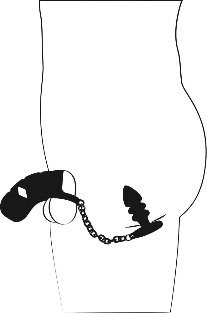 Cusca de Castitate din Silicon Moale cu Dop Anal Conectat, Negru, #7, Erotic24.ro