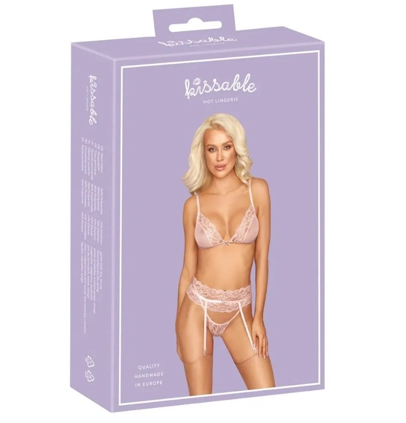 Set 3 Piese Lenjerie Sexy Kissable, Roz, L/XL, #5, Erotic24.ro