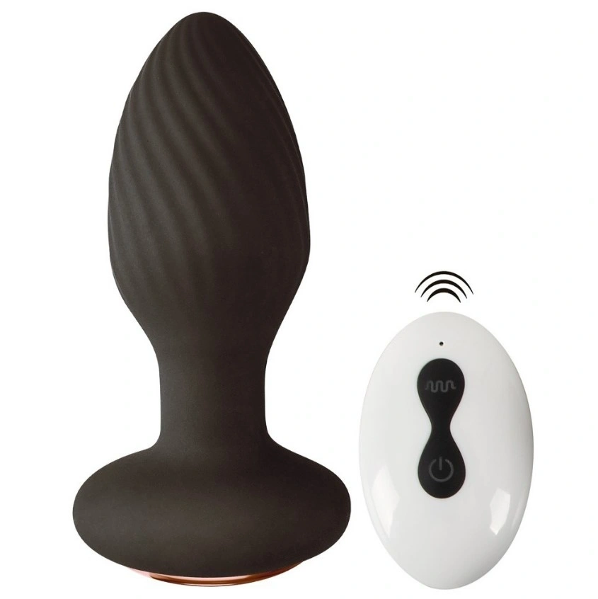 Vibrator Anal cu Rotatii, Remote Control, Silicon, USB, Negru, 9.7 cm, #1, Erotic24.ro