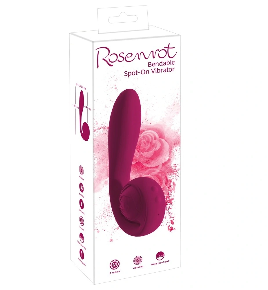 Vibrator Bendable Rosenrot Spot-On, 10 Moduri Vibratii, Silicon, USB, Rosu, 20.1 cm, #8, Erotic24.ro