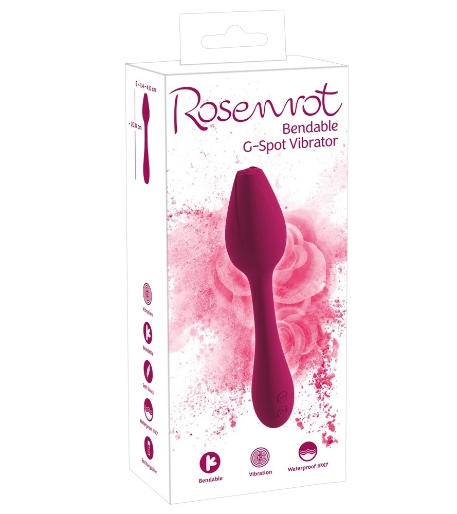 Vibrator Bendable Rosenrot G-spot, 10 Moduri Vibratii, Silicon, USB, Rosu, 20 cm, #9, Erotic24.ro