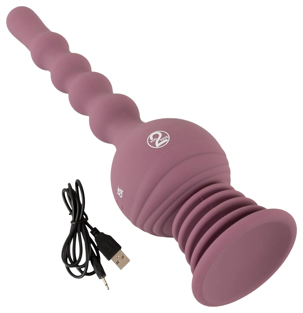 Stimulator Anal Strong Shaker cu Ventuza, Silicon, USB, Mov, 27.7 cm, Nr. 8, Erotic24.ro