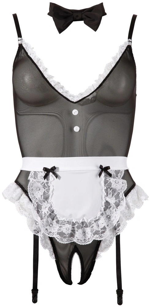 Costum Fantezie Sexy Menajera, Negru/Alb, M, #3, Erotic24.ro