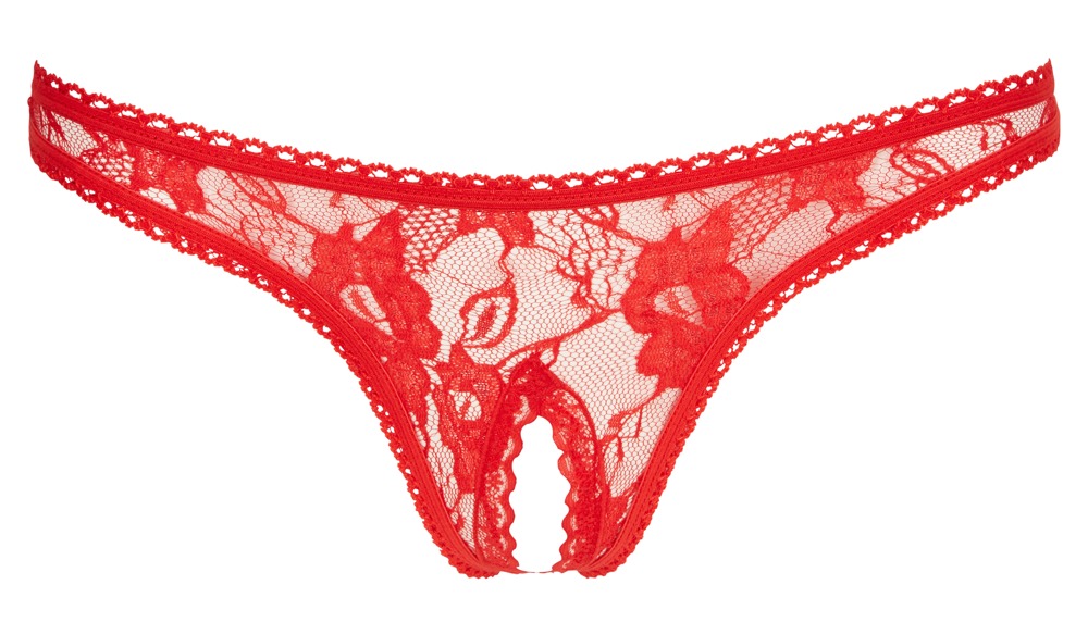 Bikini Crotchless din Dantela, Rosu, M, Nr. 6, Erotic24.ro