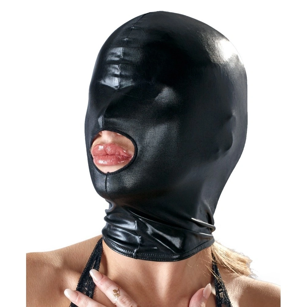 Masca Bad Kitty Open Mouth, Material Lucios si Elastic, Negru, #1, Erotic24.ro