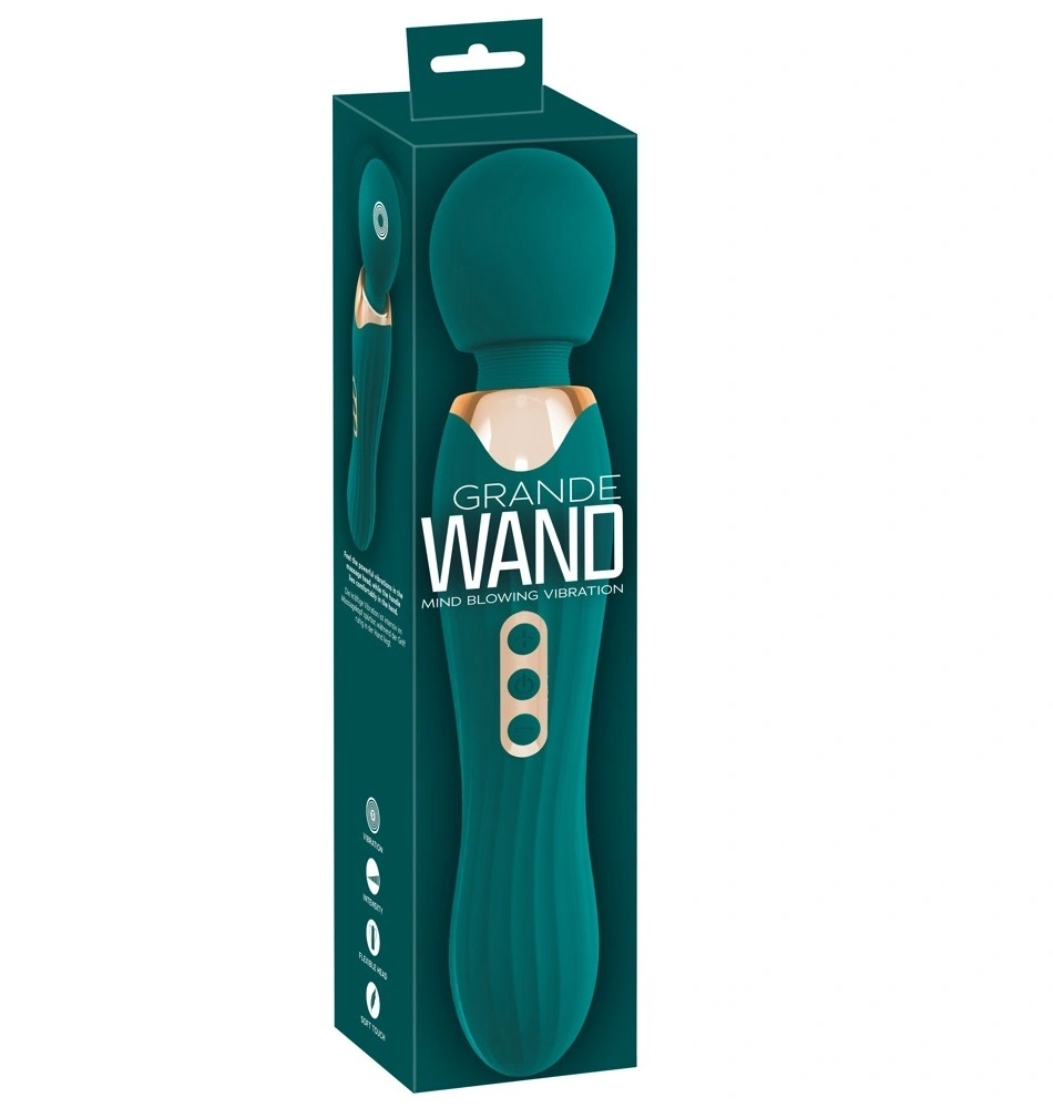 Vibrator Masaj Grande Wand, 5 Moduri Vibratii, 7 Intensitati de Viteza, Silicon, USB, Verde, 29.3 cm, #6, Erotic24.ro