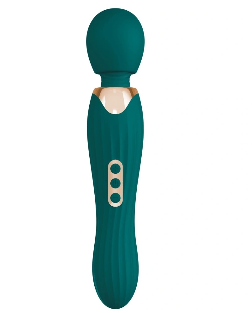 Vibrator Masaj Grande Wand, 5 Moduri Vibratii, 7 Intensitati de Viteza, Silicon, USB, Verde, 29.3 cm, #2, Erotic24.ro