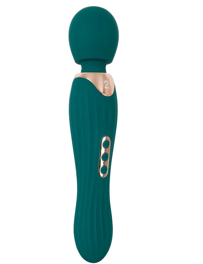 Vibrator Masaj Grande Wand, 5 Moduri Vibratii, 7 Intensitati de Viteza, Silicon, USB, Verde, 29.3 cm, #1, Erotic24.ro
