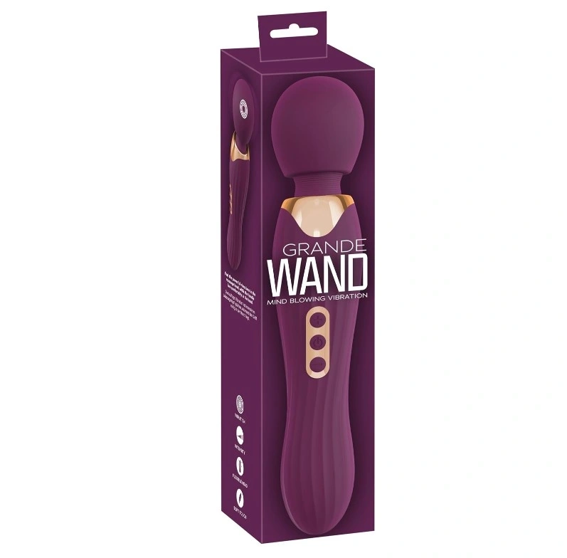 Vibrator Masaj Grande Wand, 5 Moduri Vibratii, 7 Intensitati de Viteza, Silicon, USB, Mov, 29.3 cm, #5, Erotic24.ro