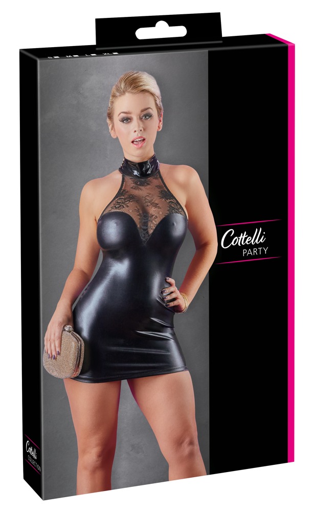 Rochie Wetlook cu Insertii din Dantela, Negru, M, #5, Erotic24.ro