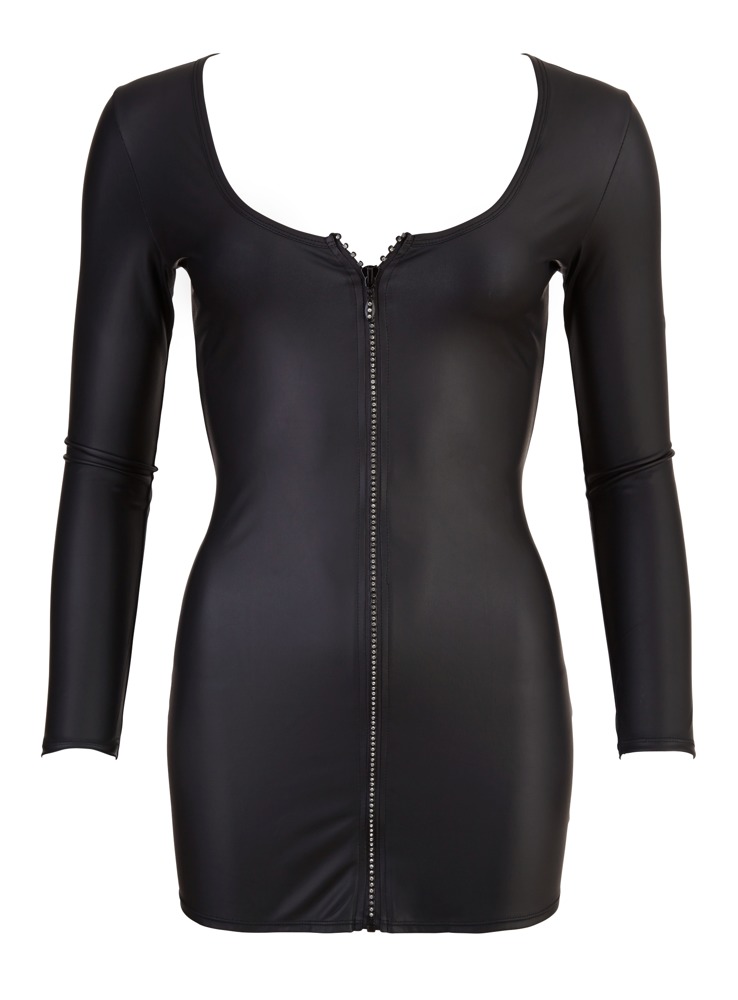 Rochie cu Fermoar cu Cristale, Piele Ecologica, Negru, S, Nr. 3, Erotic24.ro