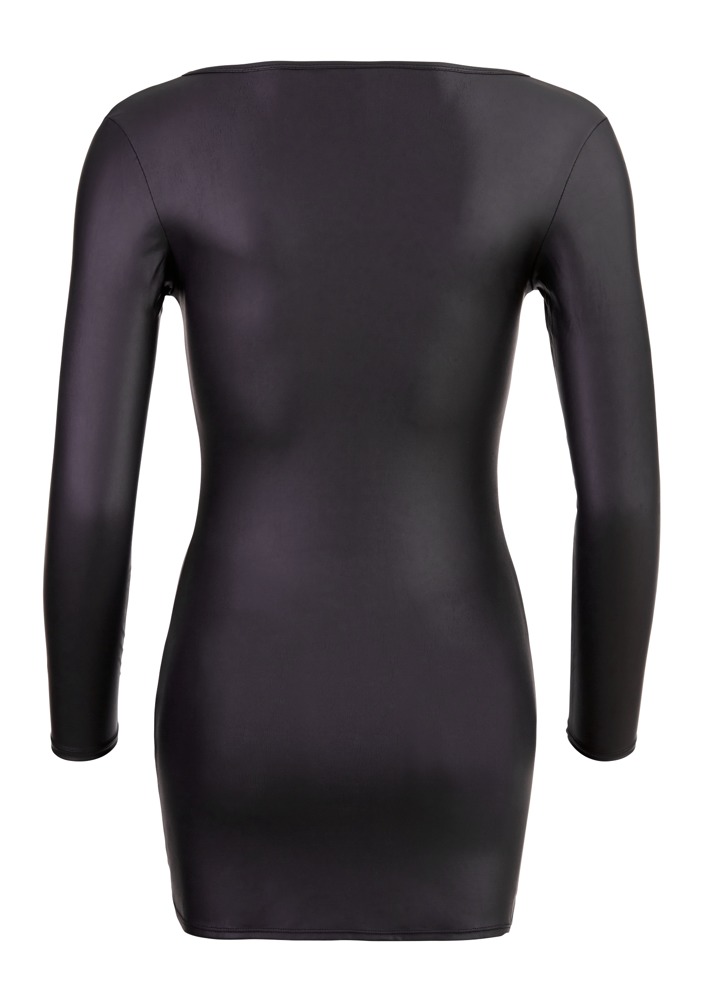 Rochie cu Fermoar cu Cristale, Piele Ecologica, Negru, S, Nr. 4, Erotic24.ro