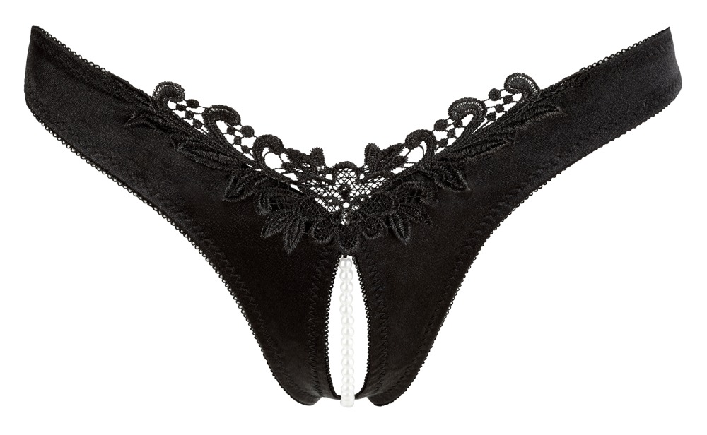 Bikini Satinati cu Perle, Negru, M, #5, Erotic24.ro