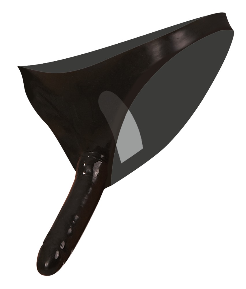 Bikini cu Dildo Dublu, Latex, Negru, S-L, #3, Erotic24.ro