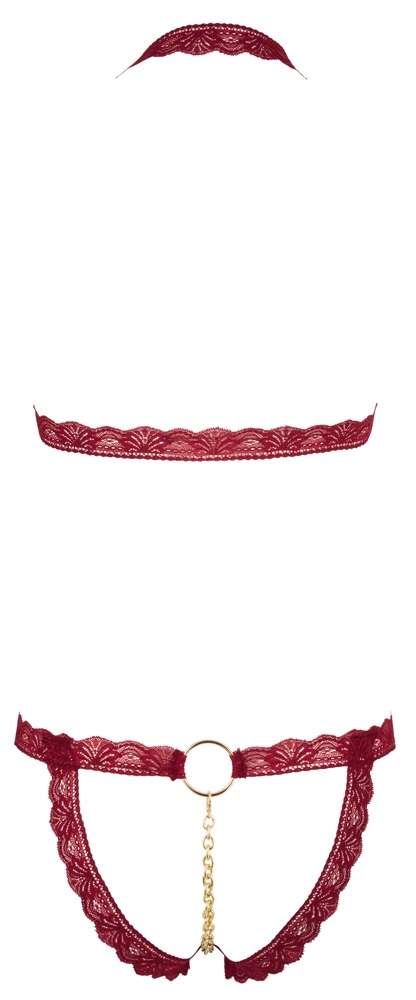 Set Lenjerie 2 Piese din Dantela, Rosu, S/M, #5, Erotic24.ro