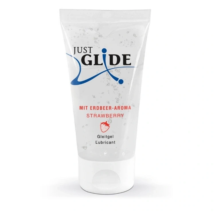 Lubrifiant Just Glide pe Baza de Apa, Aroma Capsuni, 50 ml, Nr. 1, Erotic24.ro