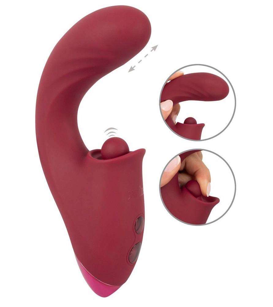 Vibrator Rabbit Javida, Functii de Vibratii, Impingere, Tapare, Silicon, USB, Rosu, 17.8 cm, #1, Erotic24.ro