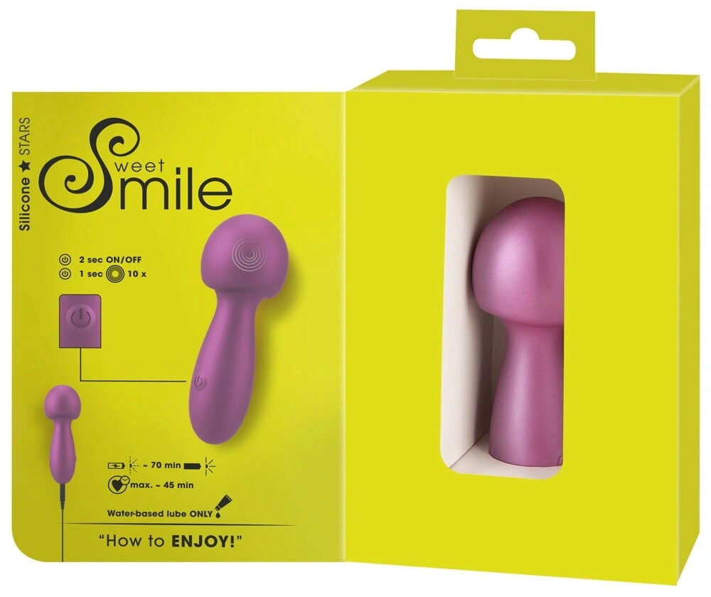 Mini Wand Sweet Smile Metallic, 10 Moduri Vibratii, Silicon, USB, 11.6 cm, Nr. 9, Erotic24.ro