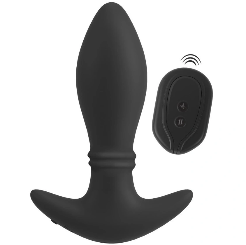 Vibrator Anal cu Inele Miscatoare, Remote Control, Silicon, USB, Negru, 16.4 cm, Nr. 1, Erotic24.ro