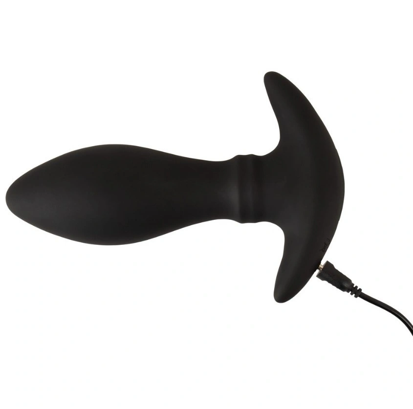 Vibrator Anal cu Inele Miscatoare, Remote Control, Silicon, USB, Negru, 16.4 cm, Nr. 6, Erotic24.ro