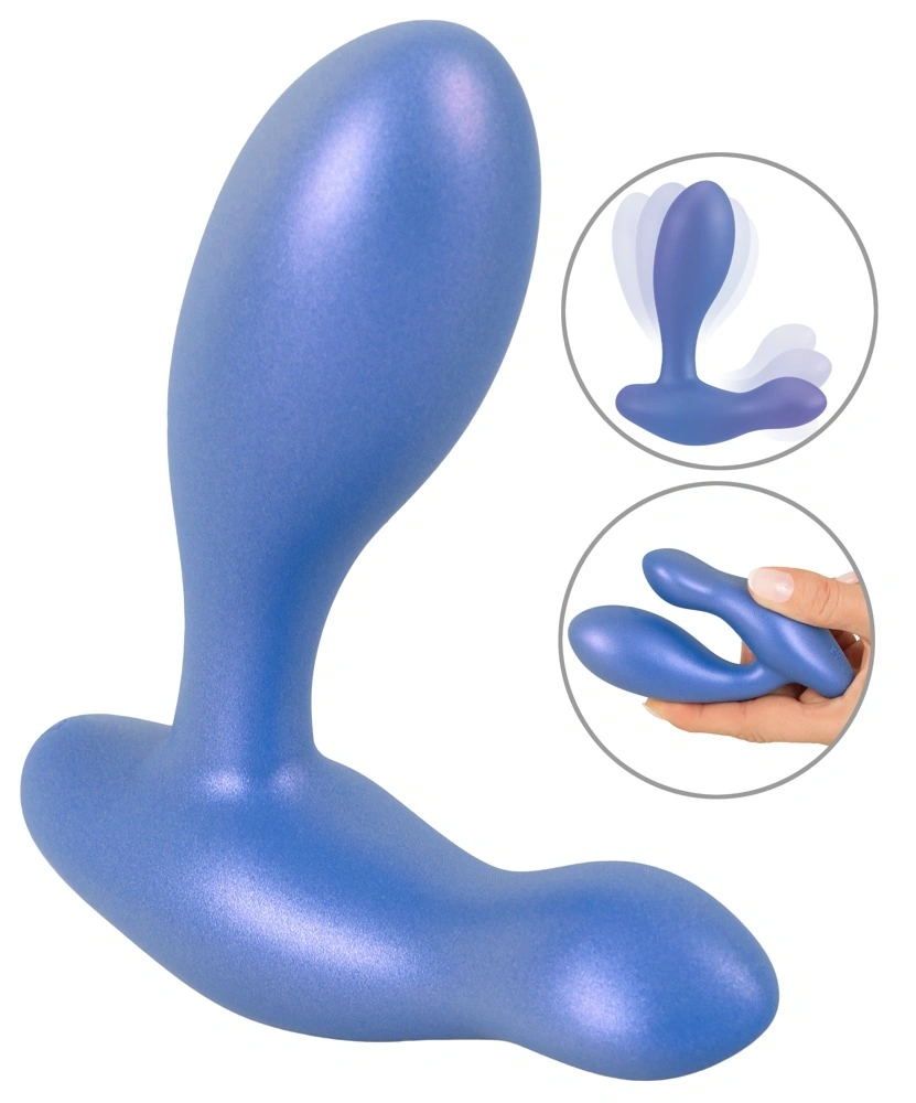Vibrator Anal Flexibil 2 Motoare, 10 Moduri Vibratii, Silicon, USB, Albastru, 11.5 cm, Nr. 1, Erotic24.ro
