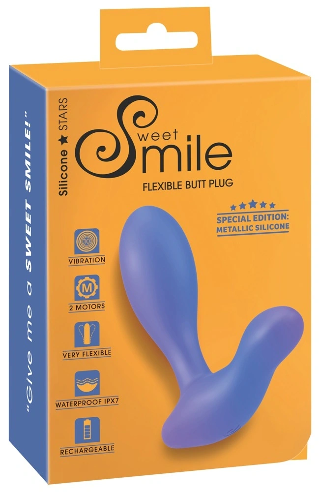 Vibrator Anal Flexibil 2 Motoare, 10 Moduri Vibratii, Silicon, USB, Albastru, 11.5 cm, Nr. 9, Erotic24.ro