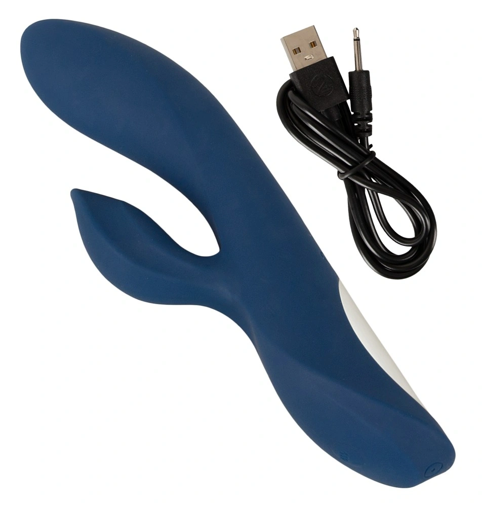 Vibrator Rabbit Magic Shiver, 10 Moduri Vibratii, Silicon, USB, Albastru Inchis, 20 cm, Nr. 6, Erotic24.ro