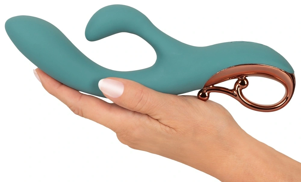 Vibrator Rabbit The Magician, 10 Moduri Vibratii, Silicon, USB, Verde, 22.5 cm, Nr. 7, Erotic24.ro