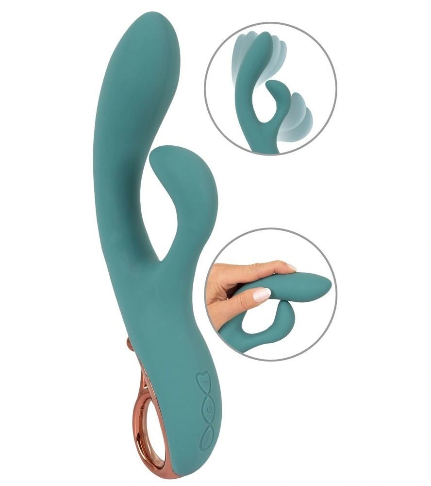 Vibrator Rabbit The Magician, 10 Moduri Vibratii, Silicon, USB, Verde, 22.5 cm, Nr. 1, Erotic24.ro