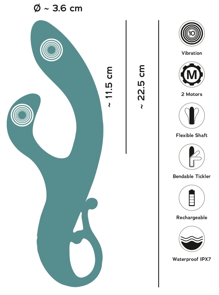 Vibrator Rabbit The Magician, 10 Moduri Vibratii, Silicon, USB, Verde, 22.5 cm, Nr. 11, Erotic24.ro