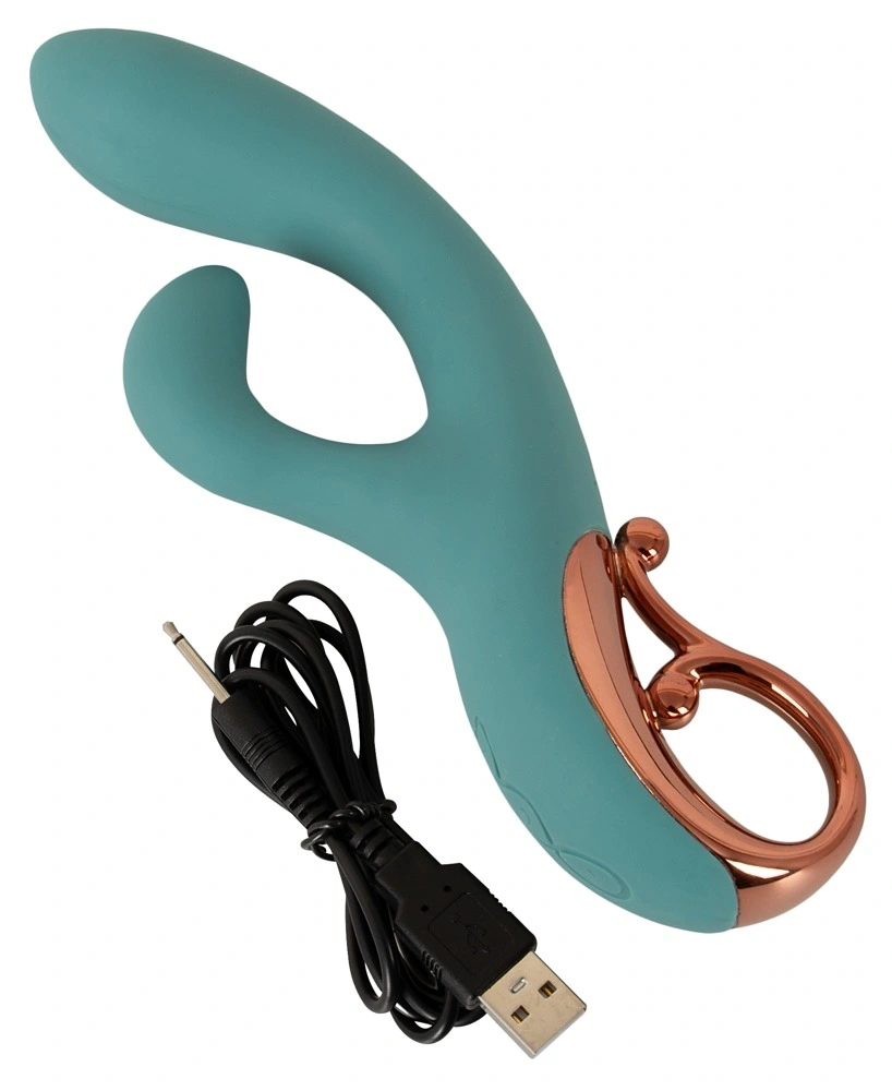 Vibrator Rabbit The Magician, 10 Moduri Vibratii, Silicon, USB, Verde, 22.5 cm, Nr. 10, Erotic24.ro