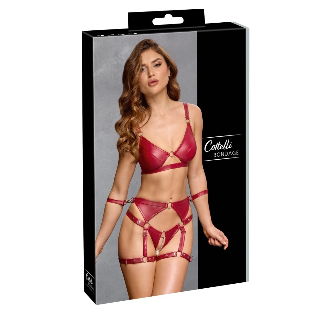 Set Lenjerie Bondage 2 Piese, Rosu, L, Nr. 9, Erotic24.ro