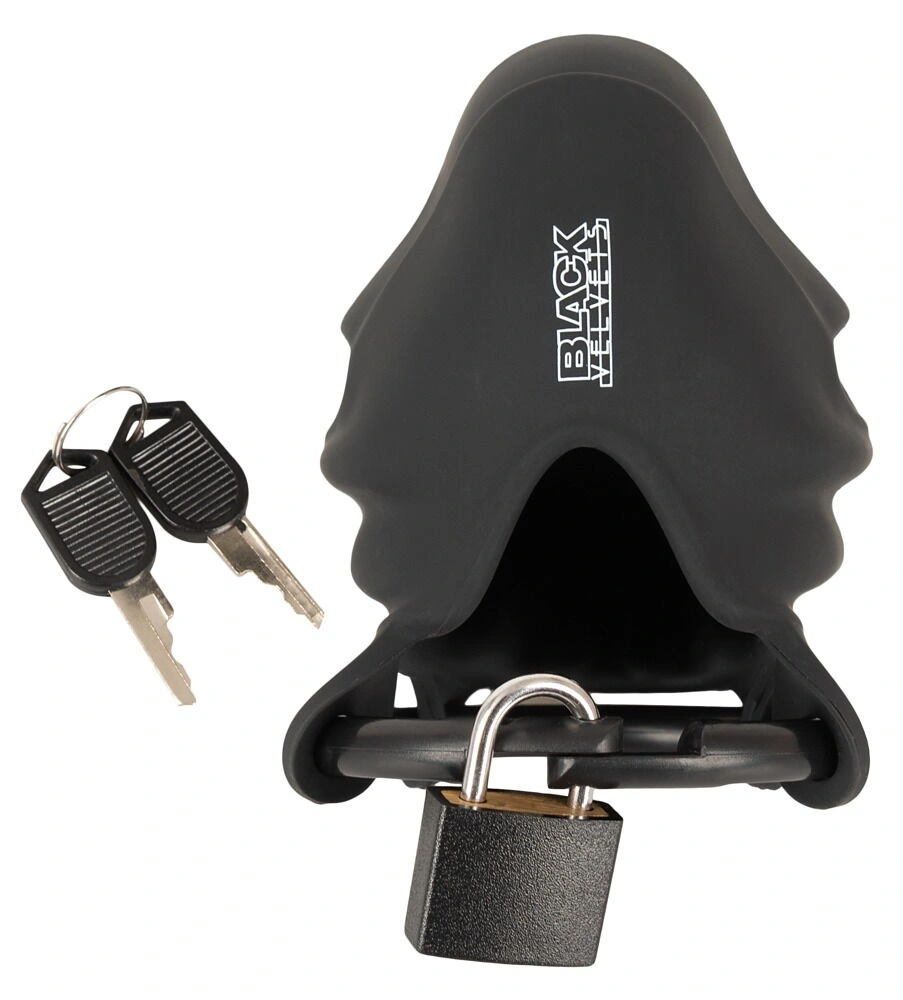 Cusca de Castitate Black Velvet, Silicon, Negru, #6, Erotic24.ro