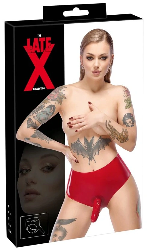 Bikini cu Dildo, Latex, Rosu, M, Nr. 6, Erotic24.ro