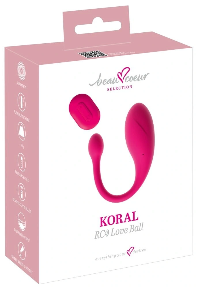 Ou Vibrator Koral, Remote Control, 10 Moduri Vibratii, Silicon, USB, Roz, #9, Erotic24.ro