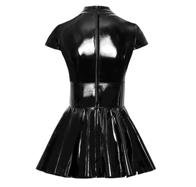 Rochie Mini Din Vinil cu Inel, Negru, S, Nr. 6, Erotic24.ro