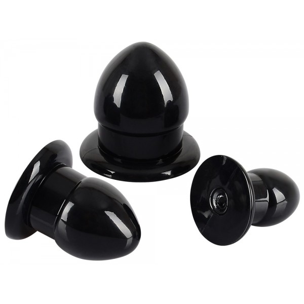 Kit Anal Stretching Plug PVC Black, #3, Erotic24.ro