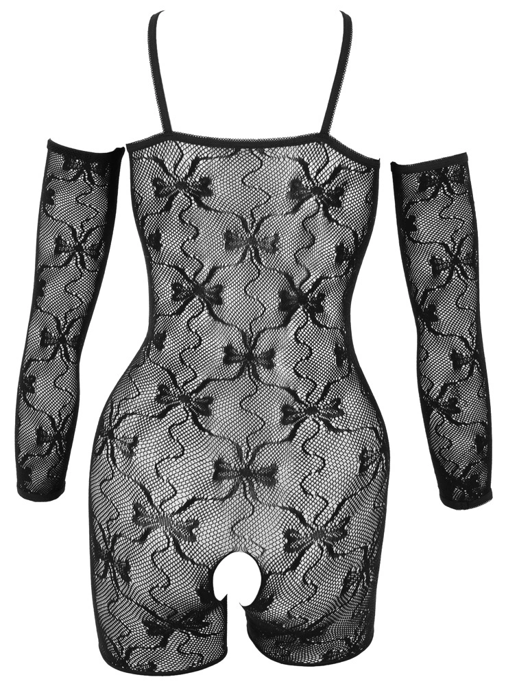 Catsuit Crotchless cu Manusi si Cupele Deschise, Negru, L/XL, Nr. 6, Erotic24.ro