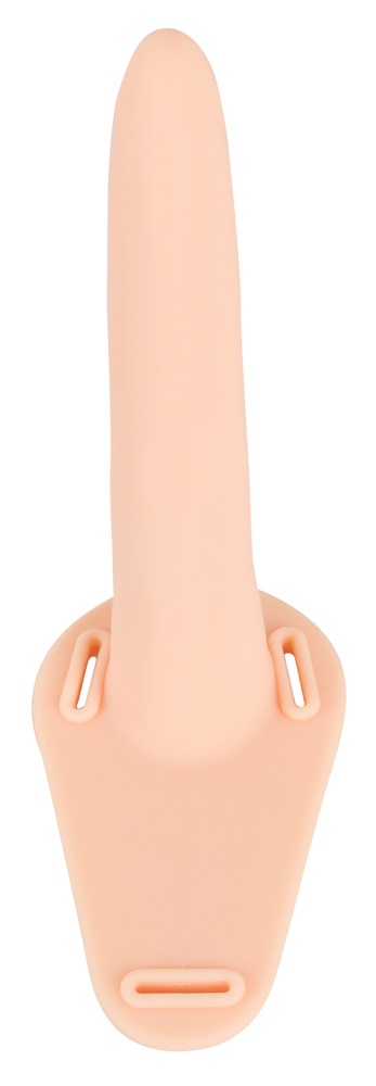 Strap-On cu Glont Vibrator, 10 Moduri Vibratii, Silicon, USB, Natural, 15.7 cm, #7, Erotic24.ro