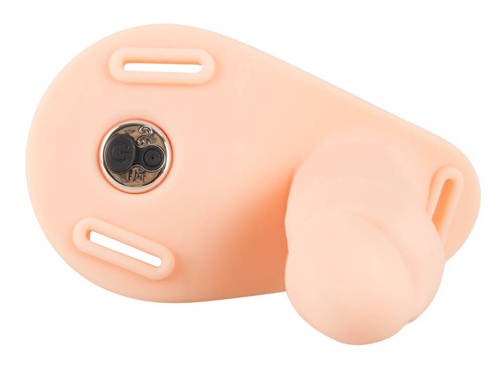 Strap-On Dublu, 10 Moduri Vibratii, Silicon, USB, Natural, 15.7 cm, #7, Erotic24.ro