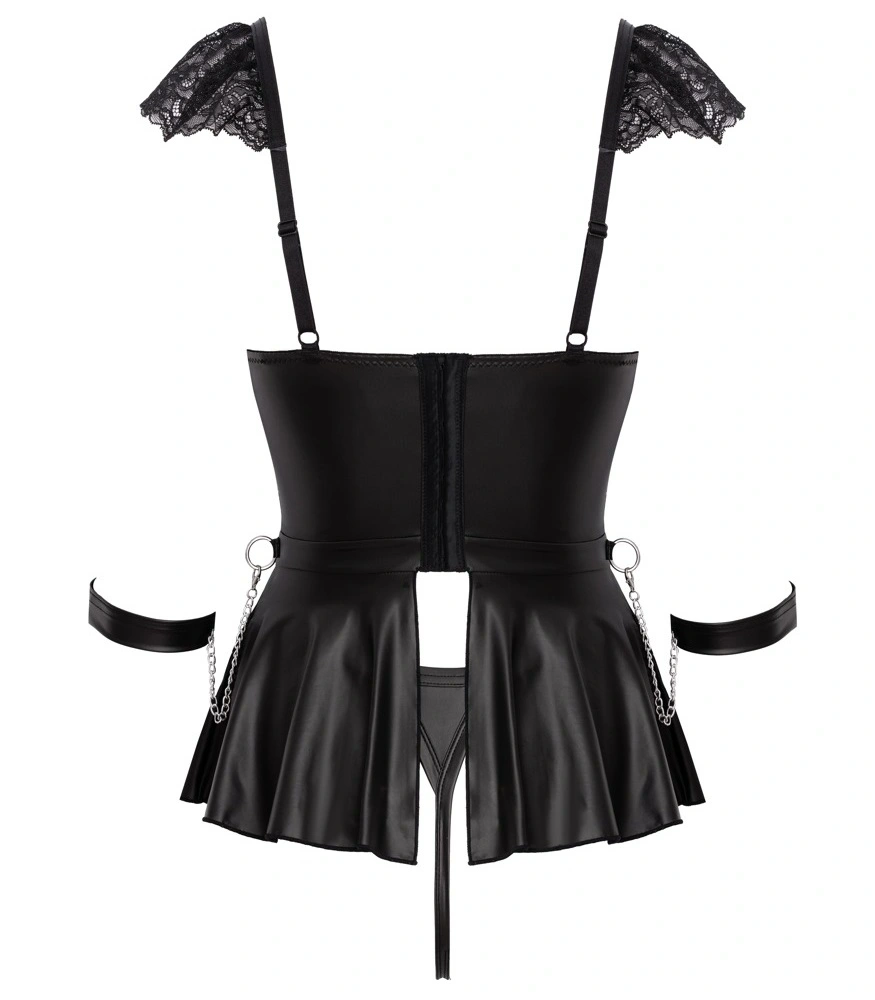 Rochie Babydoll Bondage cu Catuse si Bikini Crothless, Negru, M, #4, Erotic24.ro