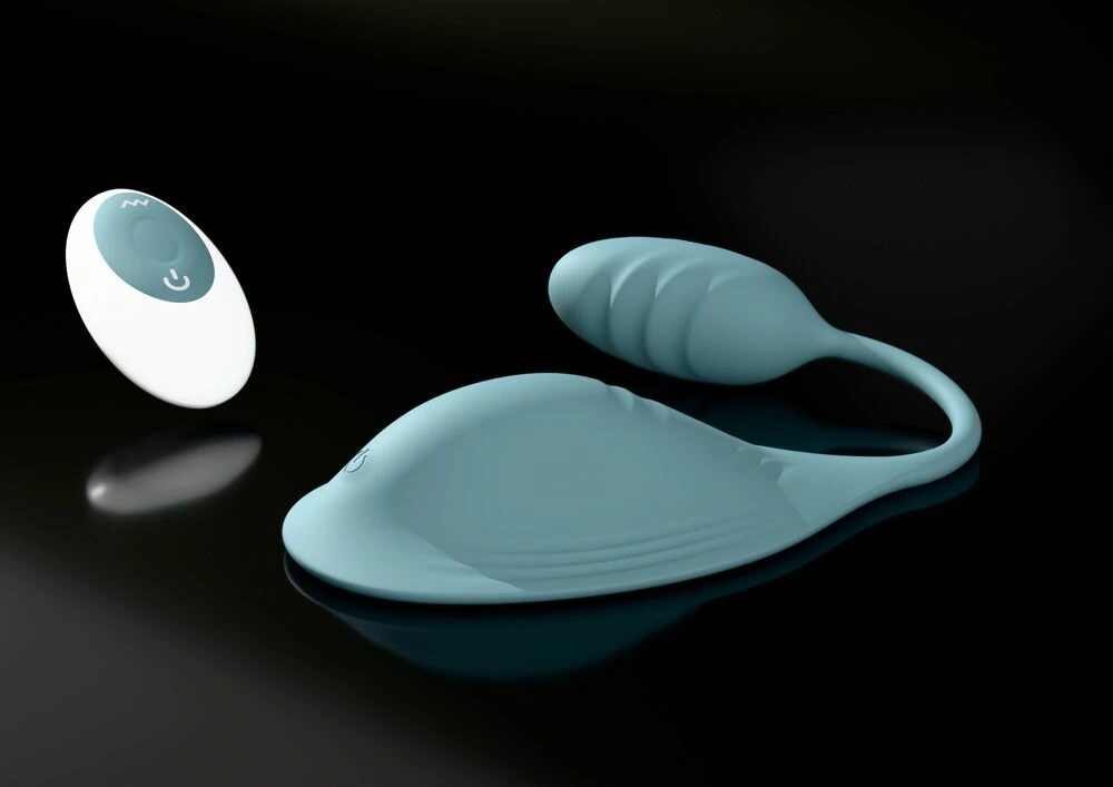 Stimulator Vibepad mini, Remote Control, 2 Motoare, 9 Moduri Vibratii, Silicon, USB, Albastru Deschis, #2, Erotic24.ro