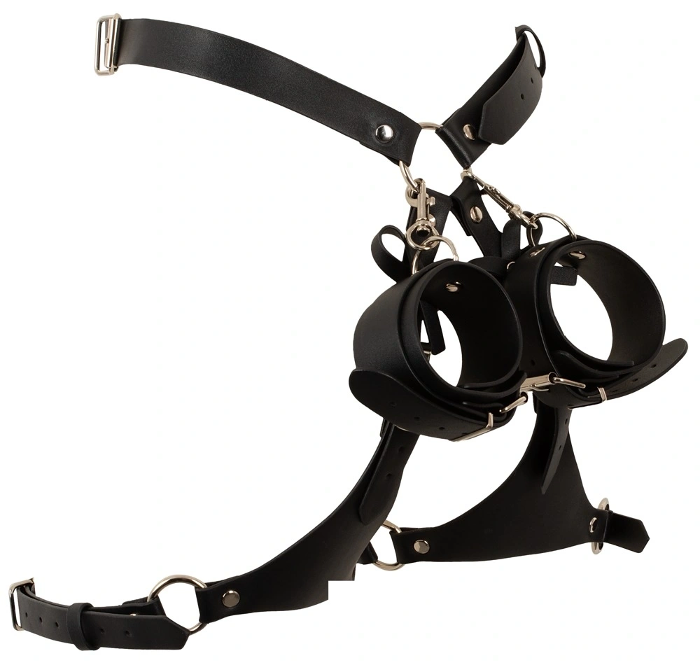 Sistem Retinere Bad Kitty, Harness si Catuse Maini, Piele Ecologica, Negru, Nr. 8, Erotic24.ro