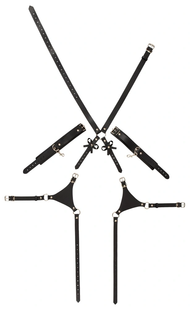 Sistem Retinere Bad Kitty, Harness si Catuse Maini, Piele Ecologica, Negru, Nr. 13, Erotic24.ro