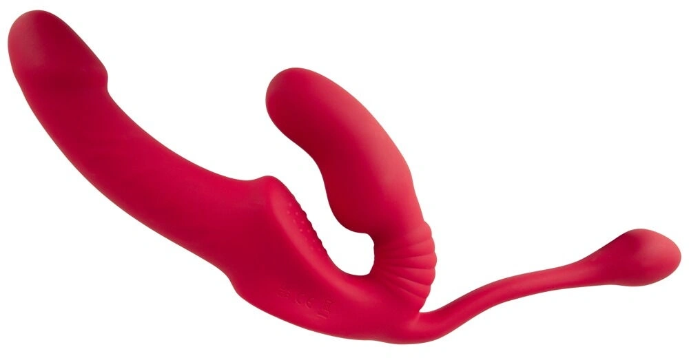 Strap-on Strapless Remote Control, 3 Motoare, 10 Moduri de Vibratii, Silicon, USB, Rosu, 23 cm, #3, Erotic24.ro