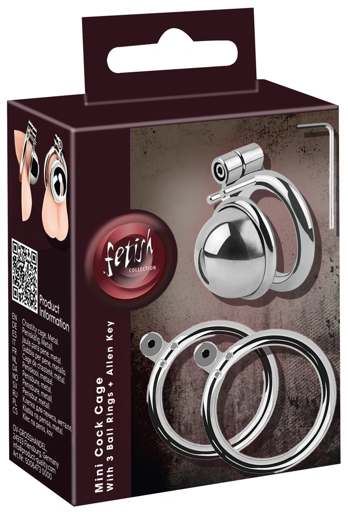 Custa Metalica Mini de Castitate, 3 Inele pentru Testicule, Argintiu, #9, Erotic24.ro