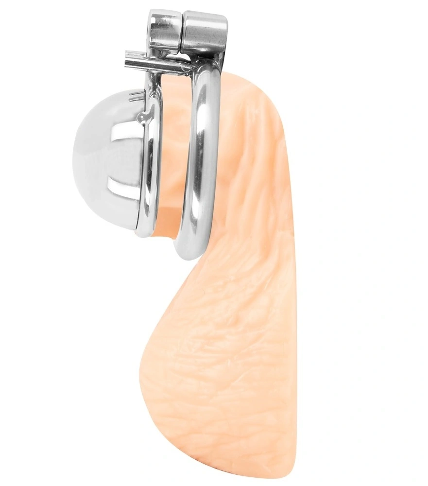 Custa Metalica Mini de Castitate, 3 Inele pentru Testicule, Argintiu, #1, Erotic24.ro
