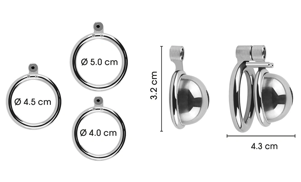 Custa Metalica Mini de Castitate, 3 Inele pentru Testicule, Argintiu, #6, Erotic24.ro