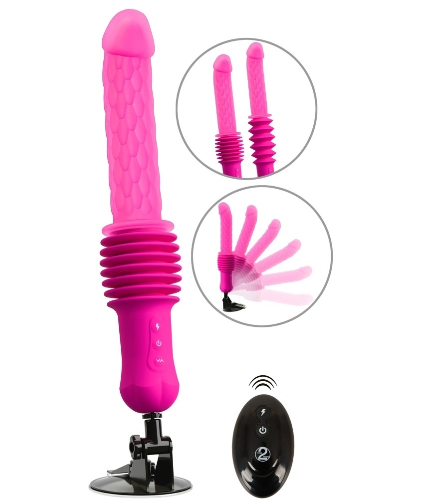 Vibrator RC Warming Fucking Machine, Remote Control, Functii Impingere, Vibratii si Incalzire, Ventuza Detasabila, Silicon, Roz, #1, Erotic24.ro