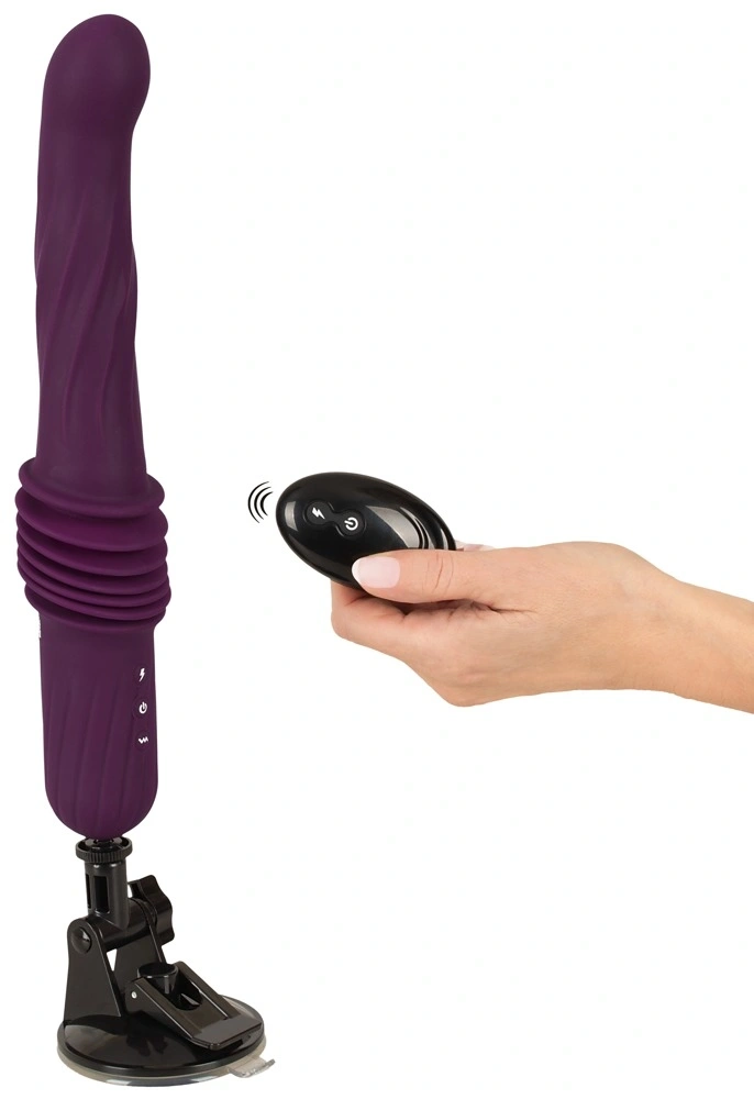 Vibrator RC Warming Fucking Machine, Remote Control, Functii Impingere, Vibratii si Incalzire, Ventuza Detasabila, Silicon, Mov, #3, Erotic24.ro